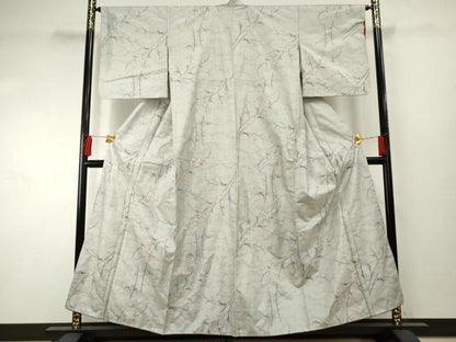 平和屋着物●本場大島紬　白大島　総絣　枝花文　正絹　逸品　未使用　AABF2932cs
