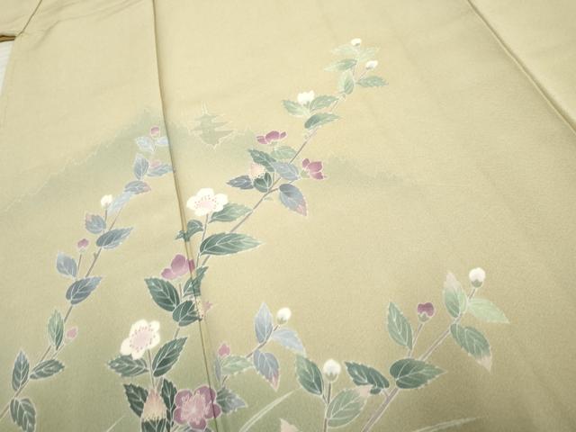 平和屋着物●訪問着　友禅　枝花文　暈し染め　正絹　逸品　未使用　AABF2933cs