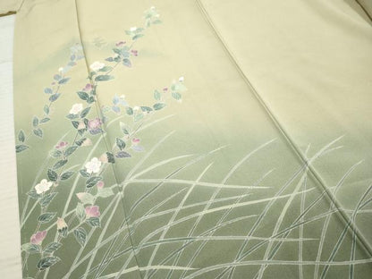 平和屋着物●訪問着　友禅　枝花文　暈し染め　正絹　逸品　未使用　AABF2933cs