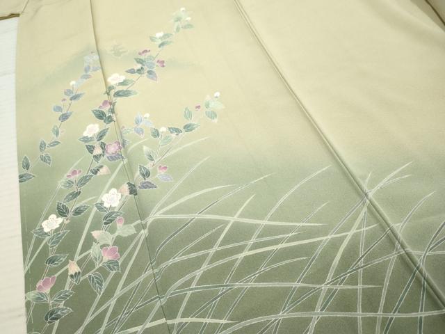 平和屋着物●訪問着　友禅　枝花文　暈し染め　正絹　逸品　未使用　AABF2933cs