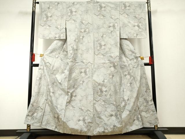 平和屋着物●本場大島紬　白大島　総絣　枝花文　正絹　逸品　未使用　AABF2934cs