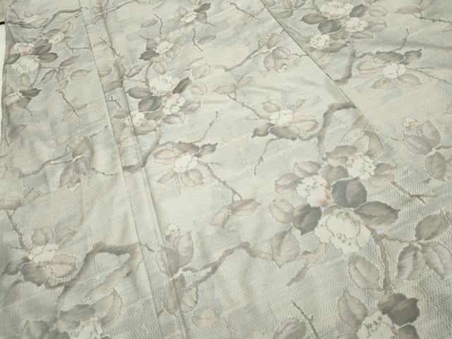 平和屋着物●本場大島紬　白大島　総絣　枝花文　正絹　逸品　未使用　AABF2934cs
