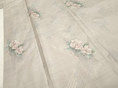 平和屋着物●本場大島紬　白大島　総絣　草花文　正絹　逸品　AABF2935cs