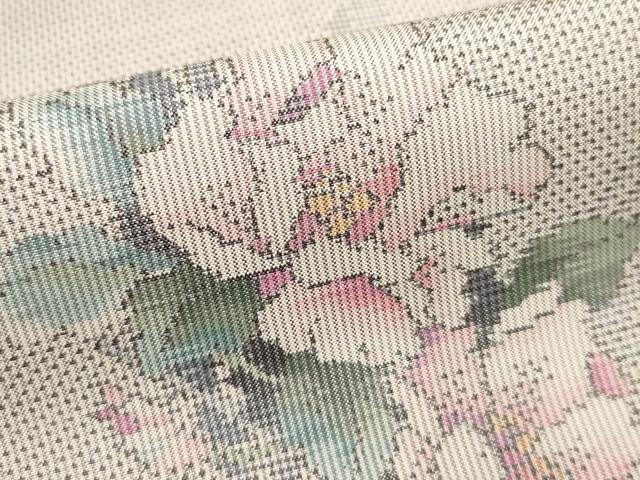 平和屋着物●本場大島紬　白大島　総絣　草花文　正絹　逸品　AABF2935cs