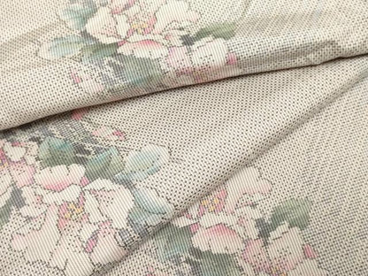 平和屋着物●本場大島紬　白大島　総絣　草花文　正絹　逸品　AABF2935cs