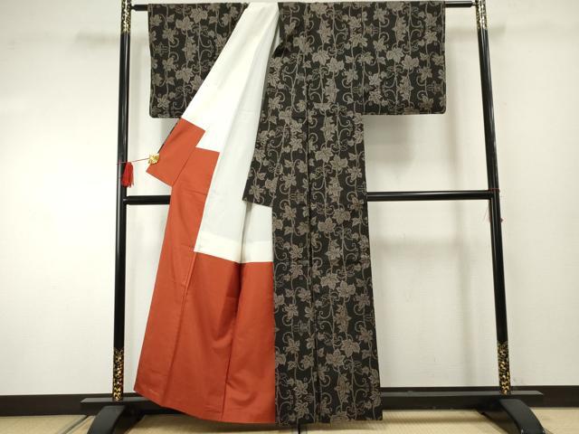 平和屋着物●本場大島紬　一元7マルキ　蔦の葉文　正絹　逸品　AABF2936cs