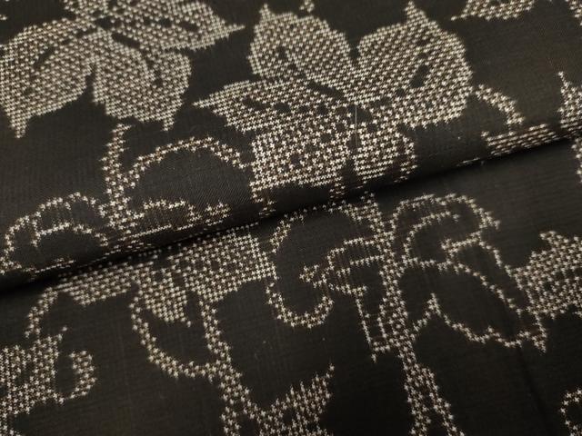 平和屋着物●本場大島紬　一元7マルキ　蔦の葉文　正絹　逸品　AABF2936cs