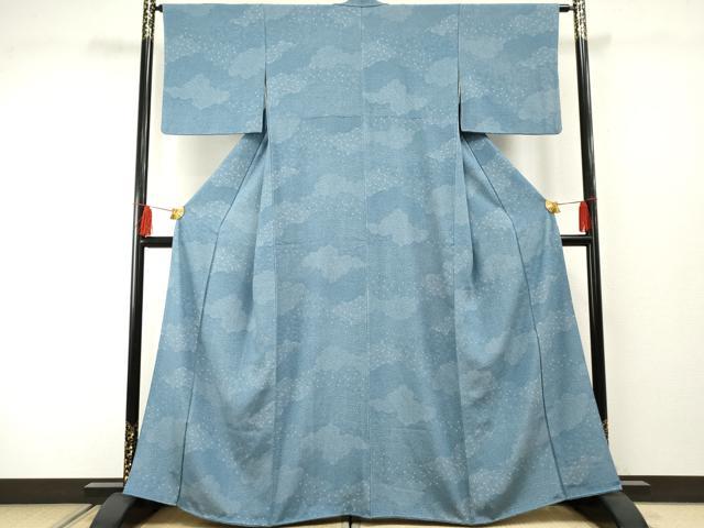 平和屋着物●江戸小紋 雲重ね吉祥花文 正絹 逸品 AABF2938cs