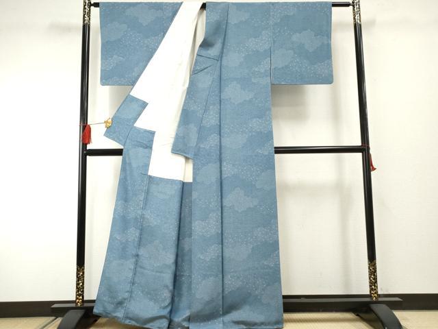 平和屋着物●江戸小紋 雲重ね吉祥花文 正絹 逸品 AABF2938cs
