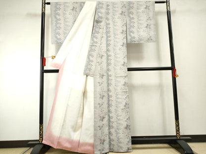 平和屋着物●本場大島紬 白大島 枝花間道 正絹 逸品 未使用 AABF2940cs