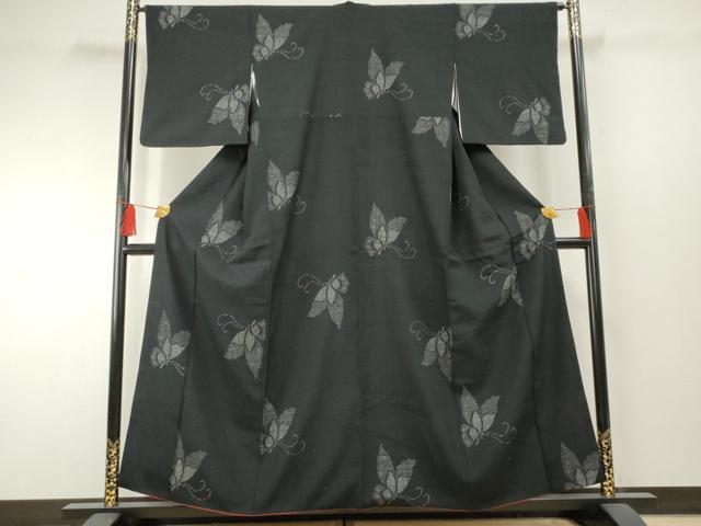 平和屋着物●上質な紬 舞蝶文 正絹 逸品 AABF2941cs