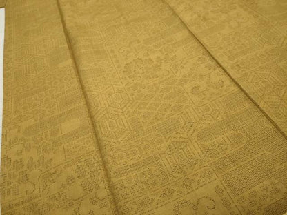 平和屋着物●結城紬 80亀甲 花唐草文 正絹 逸品 AABF2943cs