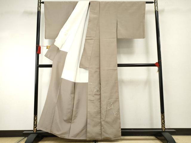 平和屋着物●色留訪問着 紬地 手描き 飛鶴松文 金彩 正絹 逸品 AABF2944cs