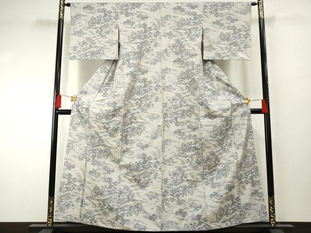 平和屋着物●本場大島紬 総絣 渡り場風景文 正絹 逸品 AABF2945cs