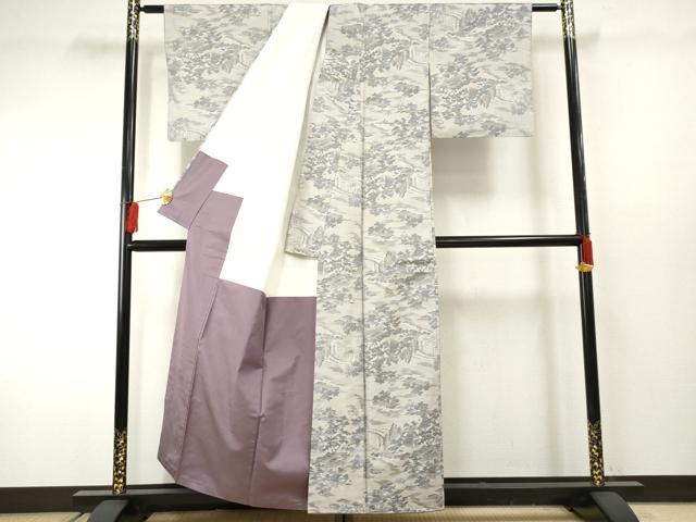 平和屋着物●本場大島紬 総絣 渡り場風景文 正絹 逸品 AABF2945cs