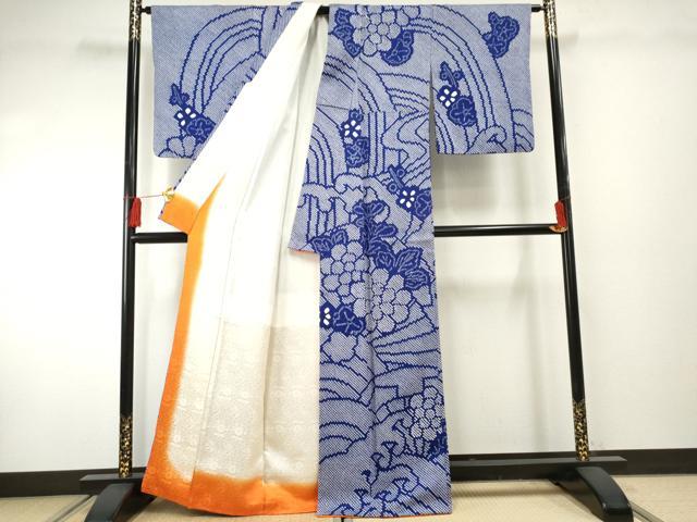 平和屋着物●訪問着 総絞り 立波花文 正絹 逸品 AABF2948cs