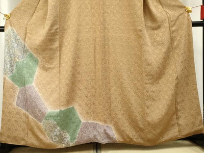 平和屋着物●訪問着 花唐草文 暈し染め 金彩 正絹 逸品 AABF2950cs