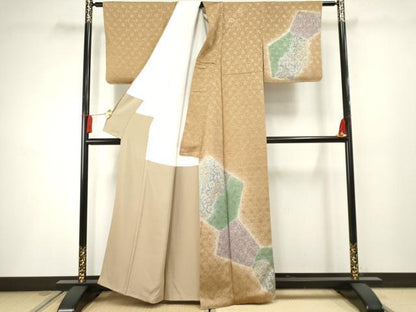 平和屋着物●訪問着 花唐草文 暈し染め 金彩 正絹 逸品 AABF2950cs