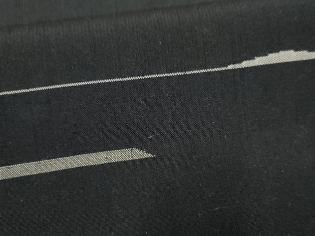平和屋着物●訪問着 紬地 横段文 黒地 正絹 逸品 AABF2951cs