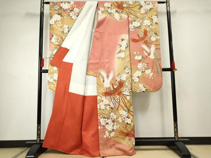 平和屋着物●豪華振袖 鳳凰花文 暈し染め 金銀彩 正絹 逸品 AABF2952cs