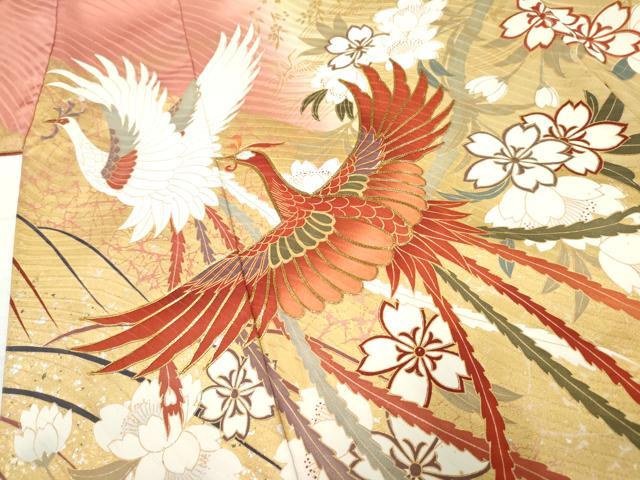 平和屋着物●豪華振袖 鳳凰花文 暈し染め 金銀彩 正絹 逸品 AABF2952cs