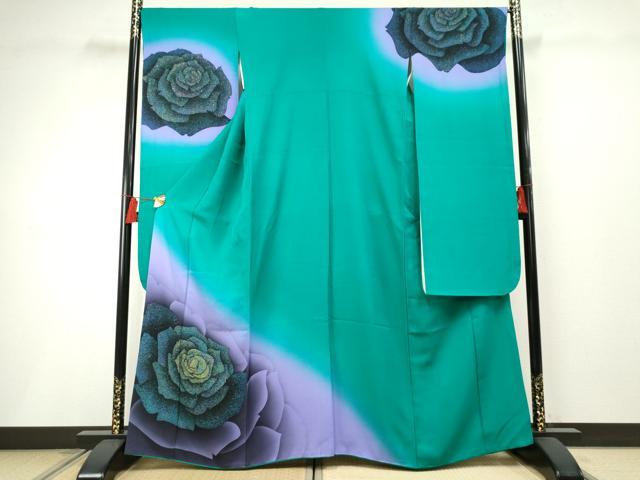 平和屋着物●豪華振袖 舞花文 薔薇 バラ 暈し染め 正絹 逸品 AABF2953cs