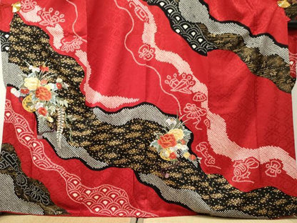 平和屋着物●豪華振袖 絞り 刺繍 花篭文 金糸 金彩 正絹 逸品 AABF2955cs