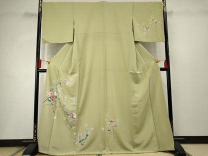 平和屋着物●訪問着 友禅 枝花文 正絹 逸品 AABF2956cs