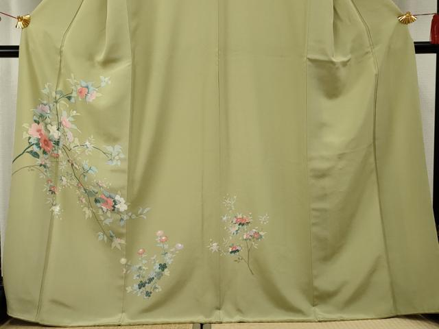 平和屋着物●訪問着 友禅 枝花文 正絹 逸品 AABF2956cs