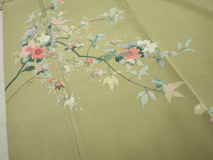 平和屋着物●訪問着 友禅 枝花文 正絹 逸品 AABF2956cs