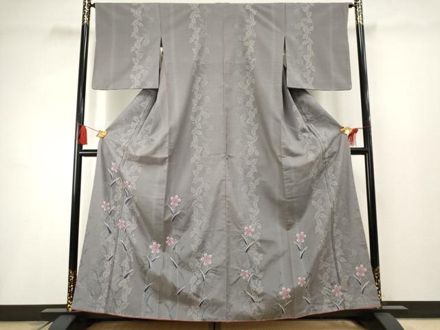 平和屋着物●本場大島紬 訪問着 絞り 枝花文 正絹 逸品 未使用 AABF2960cs