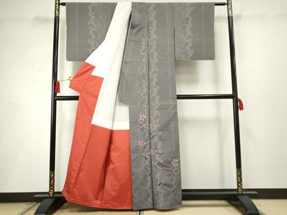 平和屋着物●本場大島紬 訪問着 絞り 枝花文 正絹 逸品 未使用 AABF2960cs