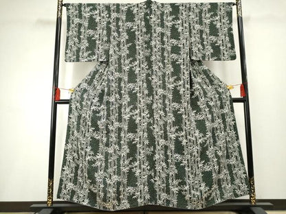 平和屋着物●上質な小紋 笹竹文 正絹 逸品 AABF2961cs