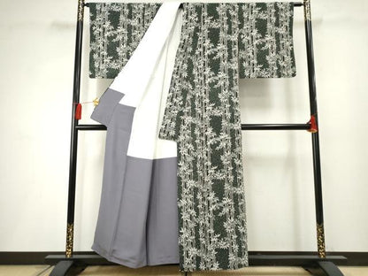 平和屋着物●上質な小紋 笹竹文 正絹 逸品 AABF2961cs