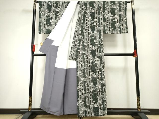 平和屋着物●上質な小紋 笹竹文 正絹 逸品 AABF2961cs