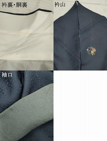 平和屋着物●上質な小紋 刺繍 花丸文 金糸 ロング丈 正絹 逸品 AABF2962cs