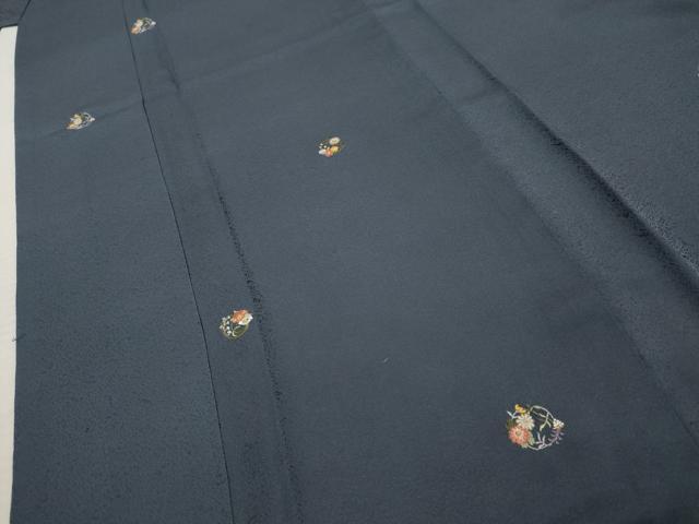 平和屋着物●上質な小紋 刺繍 花丸文 金糸 ロング丈 正絹 逸品 AABF2962cs