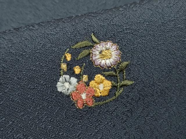 平和屋着物●上質な小紋 刺繍 花丸文 金糸 ロング丈 正絹 逸品 AABF2962cs