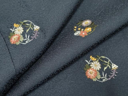 平和屋着物●上質な小紋 刺繍 花丸文 金糸 ロング丈 正絹 逸品 AABF2962cs