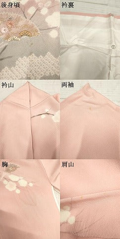 平和屋着物●十日町 名門 滝泰謹製 訪問着 絞り 地紙枝花文 暈し染め 正絹 逸品 AABF2963cs