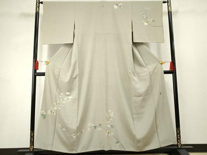 平和屋着物●京加賀糸目友禅作家 山崎巌 訪問着 枝花文 正絹 逸品 AABF2964cs
