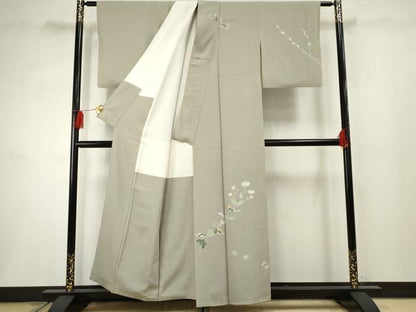 平和屋着物●京加賀糸目友禅作家 山崎巌 訪問着 枝花文 正絹 逸品 AABF2964cs