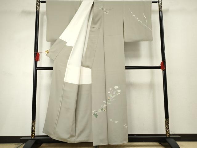 平和屋着物●京加賀糸目友禅作家 山崎巌 訪問着 枝花文 正絹 逸品 AABF2964cs