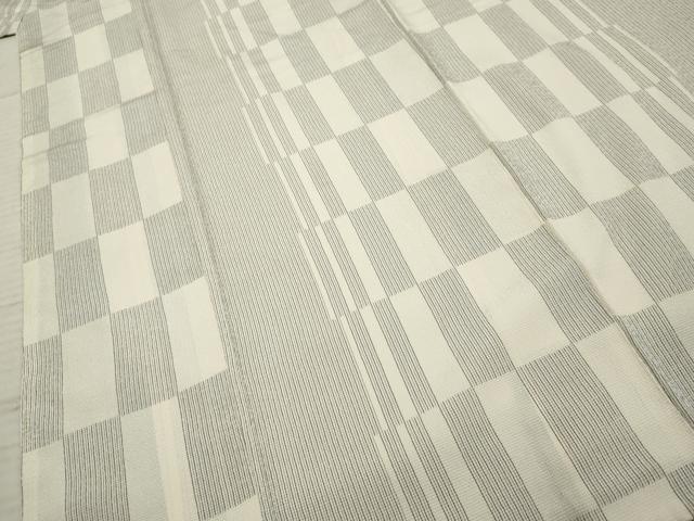 平和屋着物●本塩沢 市松間道 正絹 逸品 AABF2965cs