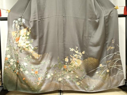 平和屋着物●訪問着 作家物 几帳草花文 暈し染め 金彩 正絹 逸品 AABF2966cs