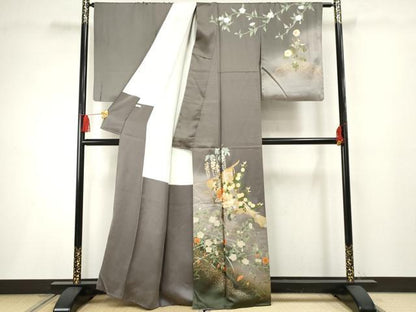 平和屋着物●訪問着 作家物 几帳草花文 暈し染め 金彩 正絹 逸品 AABF2966cs