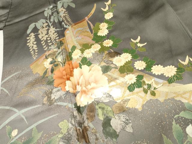 平和屋着物●訪問着 作家物 几帳草花文 暈し染め 金彩 正絹 逸品 AABF2966cs