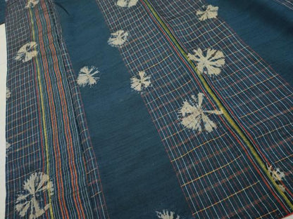 平和屋着物●上質な紬 絞り 格子間道 正絹 逸品 AABF2967cs