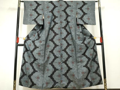平和屋着物●本場大島紬 割込み絣 器物文 正絹 逸品 AABF2968cs