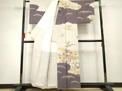 平和屋着物●訪問着 絞り 風景草花文 暈し染め 正絹 逸品 AABF2971cs